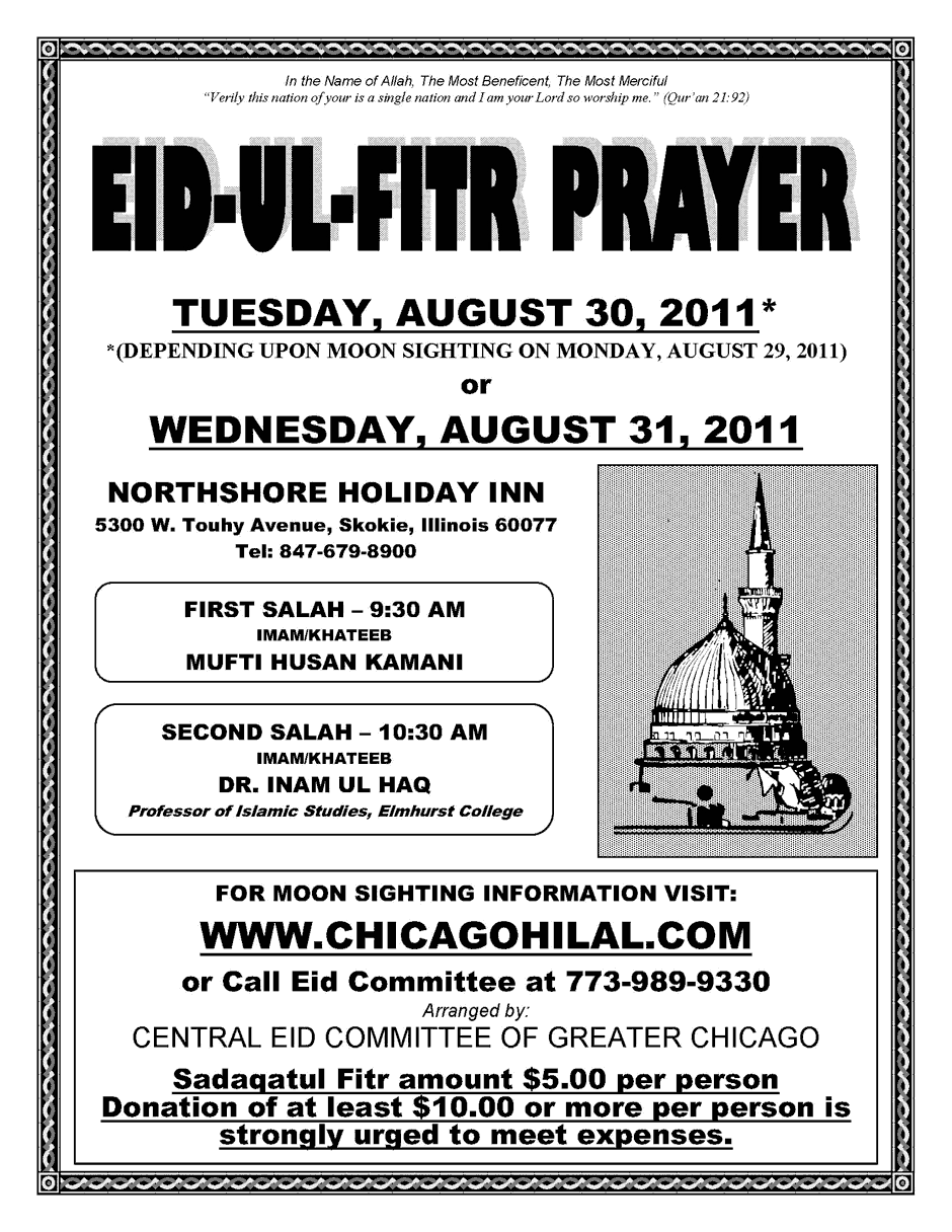 EidulFitr Prayer 1432 (2011) Chicago Hilal